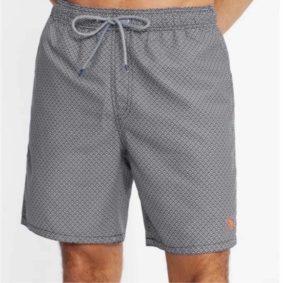 Ted Baker Pinch Geo Print Navy Swim Trunks Size 5 XL 36 Shorts Summer Vacation - Picture 1 of 16